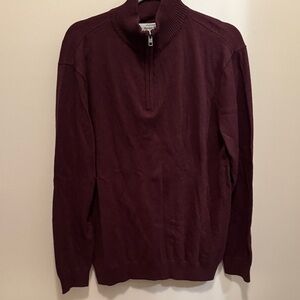 Men's Zip-Up Sweater in Rich Burgundy